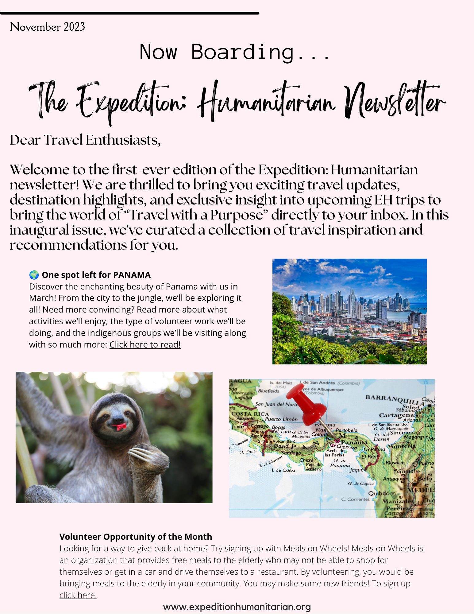 The Expedition: Humanitarian November 2023 Newsletter